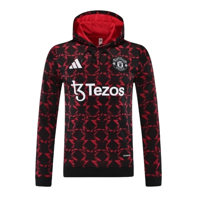 Jaqueta Corta-Vento Manchester United Treino - Masculina Adidas - Preta com detalhes em vermelho