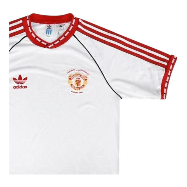 Camisa Manchester United Edição comemorativa 1991 II - Torcedor Adidas Masculina - Branca com detalhes em vermelho