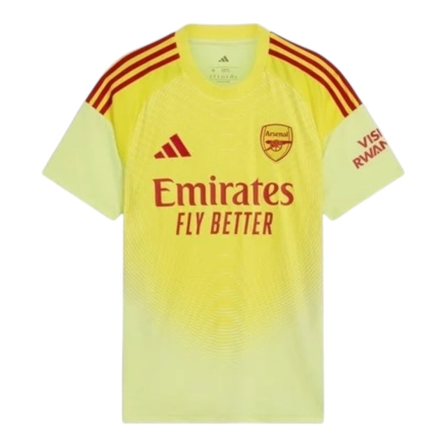 Camisa Arsenal Goleiro 25/26 - Torcedor Adidas Masculina - Amarela com detalhes em vermelho