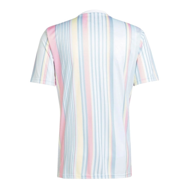 Camisa Juventus Pré-jogo 25/26 - Torcedor Adidas Masculina - Branca com detalhes em rosa e azul