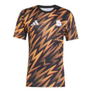 Camisa Roma Pré-jogo 25/26 - Torcedor Adidas Masculina - Preta com detalhes em laranja