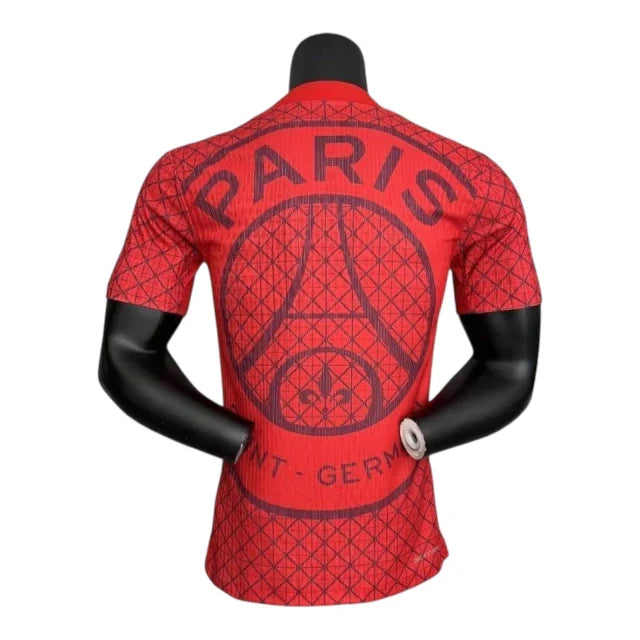 Camisa Paris Saint-German Pré-jogo 25/26 - Jogador Nike Masculina - Vermelha com detalhes em azul