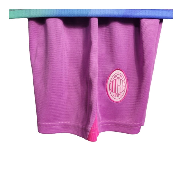 Kit Infantil AC Milan III 23/24 - Puma - Rosa com detalhes em roxo e verde