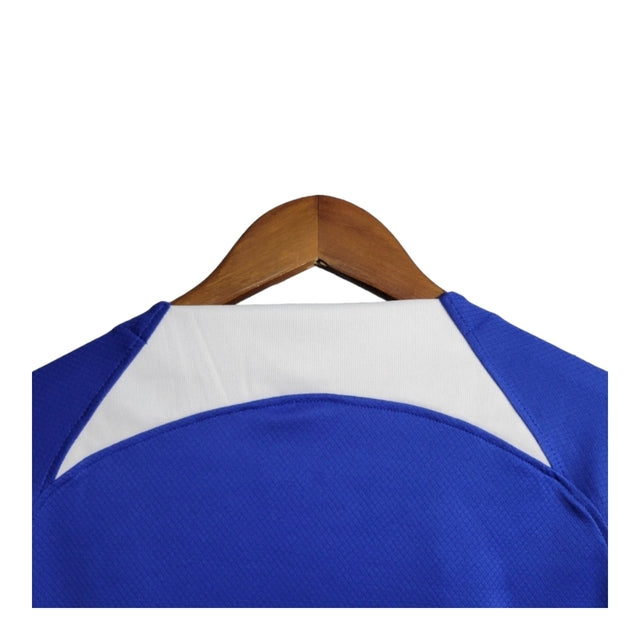 Camisa Chelsea I 23/24-  Nike Feminina - Azul com detalhes em preto e amarelo e branco