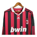 Camisa Retrô AC Milan I 2009/2010 manga longa - Masculina Adidas - Preta e vermelha com detalhes em branco