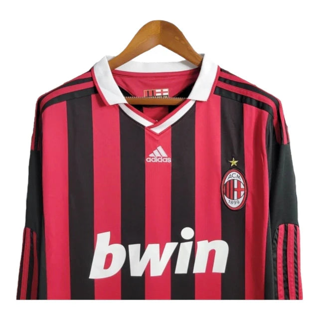 Camisa Retrô AC Milan I 2009/2010 manga longa - Masculina Adidas - Preta e vermelha com detalhes em branco