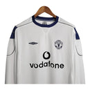 Camisa Retrô Manchester United II 1999/2000 manga longa - Umbro Masculina - Branca com detalhes em azul