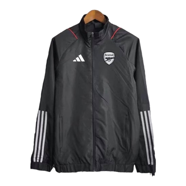 Jaqueta Corta-Vento Arsenal 23/24 - Preta com detalhes em branco e vermelho