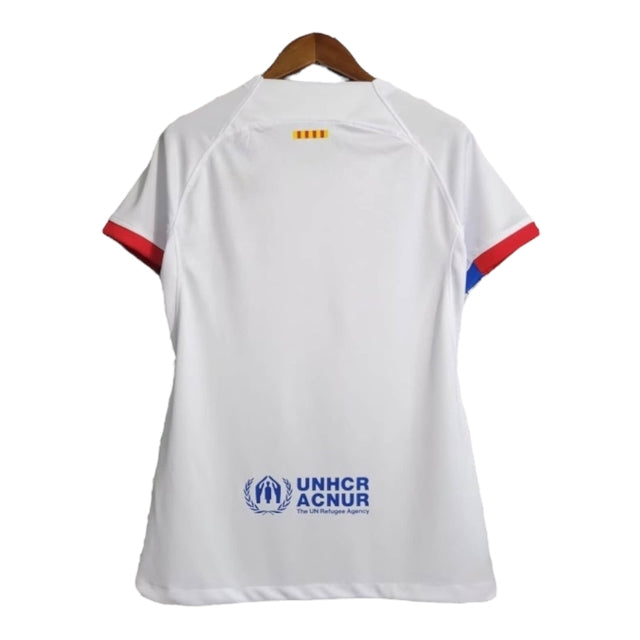 Camisa Barcelona II 23/24 -  Nike Feminina - Branca com detalhes em vermelho e azul