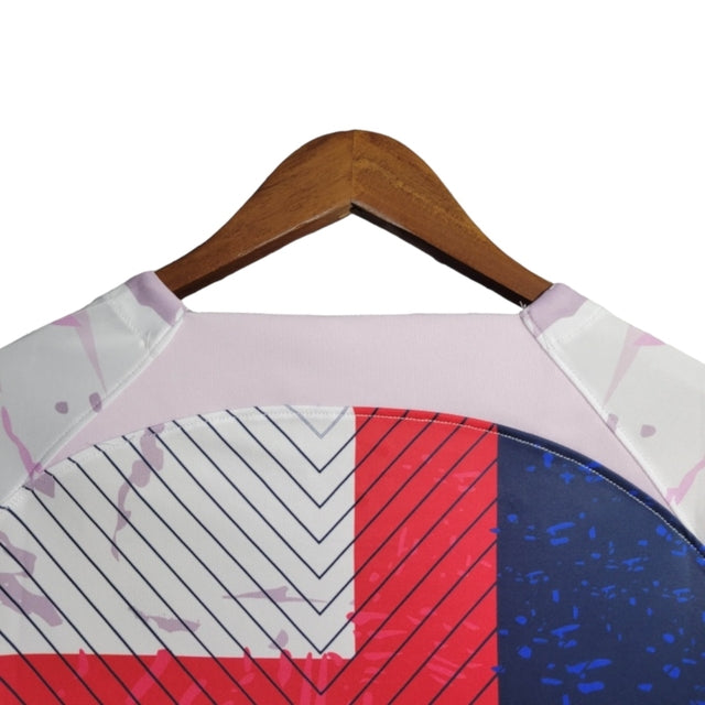 Camisa Treino Barcelona 23/24 - Torcedor Nike Masculina - Branca e rosa