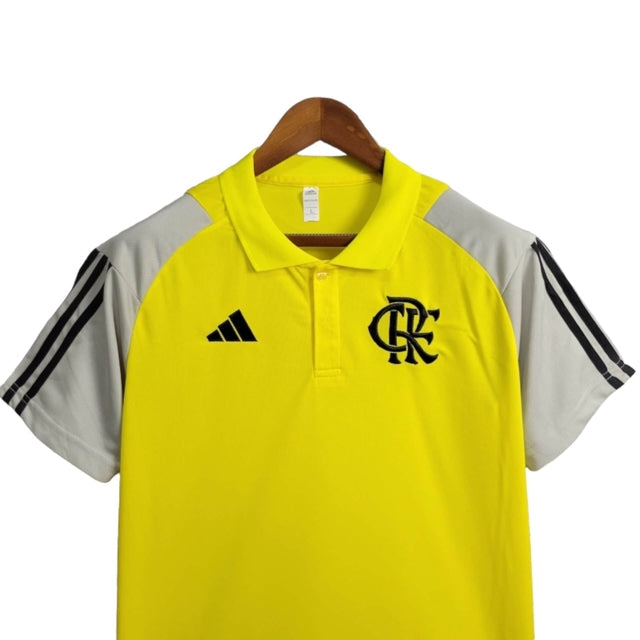 Camisa Flamengo Treino 24/25 polo - Torcedor Adidas Masculina - Amarela com detalhes em preto e cinza