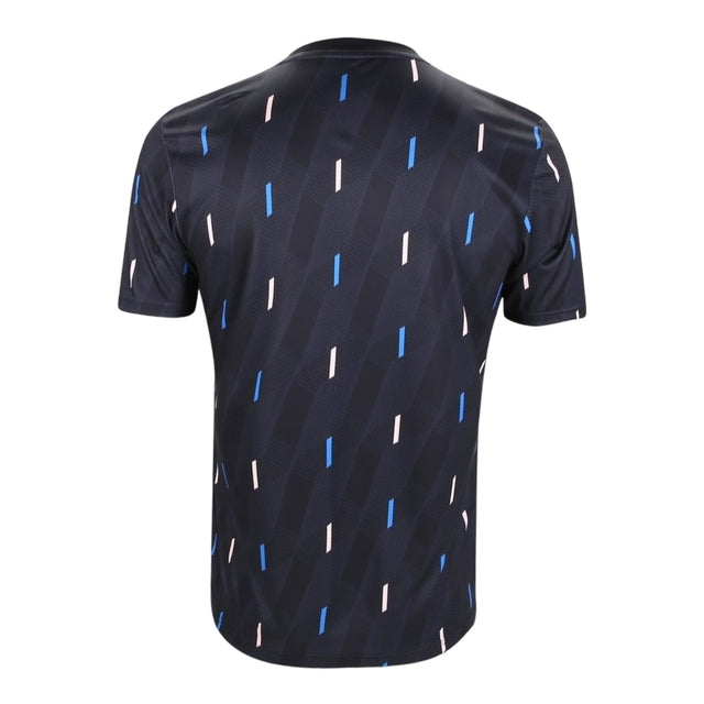 Camisa Manchester United Pré-jogo 23/24 - Torcedor Adidas Masculina - Preto com detalhes em azul e rosa