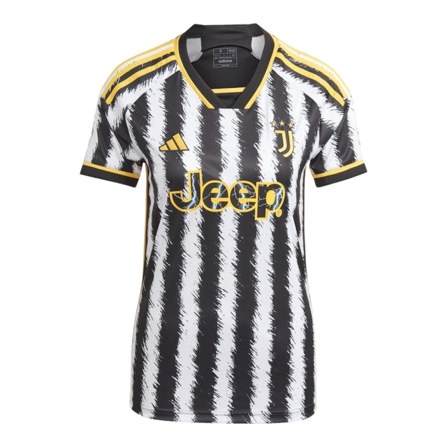 Camisa Juventus I 23/24 -  Adidas Feminina - Branca e preta com detalhes em amarelo