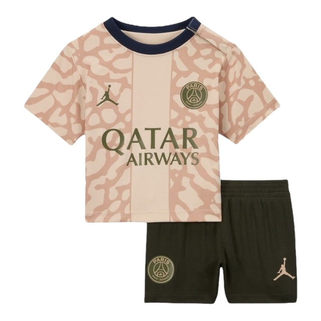 Kit Infantil Paris Saint-Germain Fourth 23/24 - Jordan - Bege com detalhes em azul