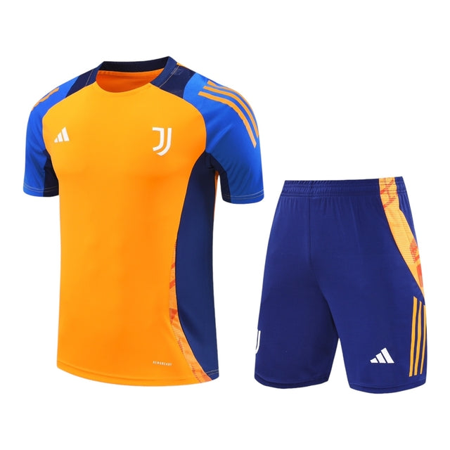 Kit Treino adulto - Camisa e Shorts - Juventus Adidas 24/25 - Azul e laranja