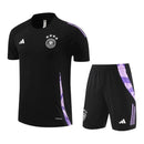 Kit Treino adulto - Camisa e Shorts - Seleção Alemanha Adidas 24/25 - Preto com detalhes em roxo