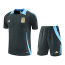Kit Treino adulto - Camisa e Shorts - Seleção Argentina Adidas 24/25 - Cinza com detalhes em azul