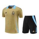 Kit Treino adulto - Camisa e Shorts - Seleção Argentina Adidas 24/25 - Bege e preto com detalhes em azul