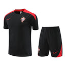 Kit Treino adulto - Camisa e Shorts - Seleção Portugal Nike 24/25 - Preto com detalhes em vermelho