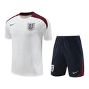 Kit Treino adulto - Camisa e Shorts - Seleção Inglaterra Nike 24/25 - Branco e azul com detalhes vinho