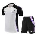 Kit Treino adulto - Camisa e Shorts - Seleção Alemanha Adidas 24/25 - Branco e preto com detalhes em roxo