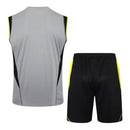 Kit Treino adulto - Camisa e Shorts - Flamengo Adidas 24/25 - Cinza e preto com detalhes em amarelo