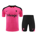 Kit Treino adulto - Camisa e Shorts - Chelsea Nike 24/25 - Rosa e preto