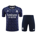 Kit Treino adulto - Camisa e Shorts - Real Madrid Adidas 24/25 - Azul com detalhes em roxo