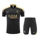 Kit Treino adulto - Camisa e Shorts - Paris Saint-Germain Nike 24/25 - Preto com detalhes em dourado