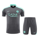 Kit Treino adulto - Camisa e Shorts - Paris Saint-Germain Nike 24/25 - Cinza com detalhes em verde