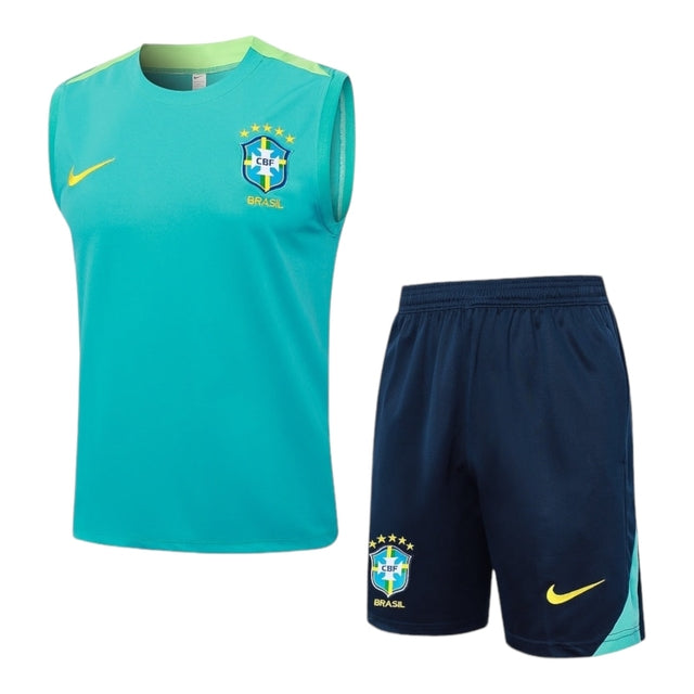 Kit Treino adulto - Camisa e Shorts - Seleção Brasileira Nike 24/25 - Azul e verde
