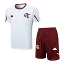Kit Treino adulto - Camisa e Shorts - Flamengo Adidas 24/25 - Branco e vinho