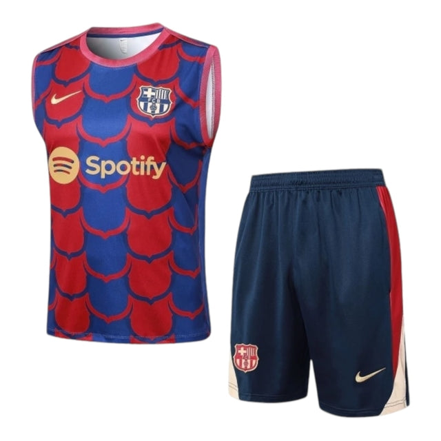 Kit Treino adulto - Camisa e Shorts - Barcelona Nike Edição especial 24/25 - Azul e vermelho