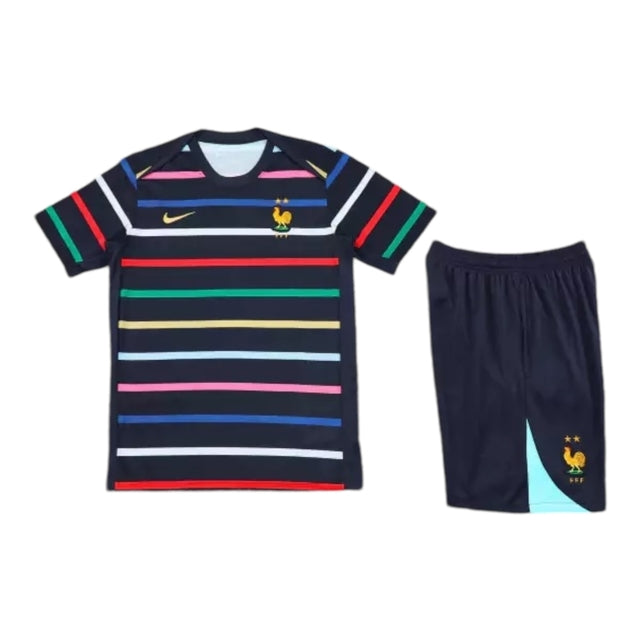 Kit Treino adulto - Camisa e Shorts - Seleção França Nike 24/25 - Azul com detalhes coloridos