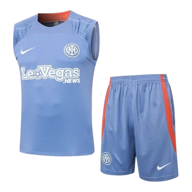 Kit Treino adulto - Camisa e Shorts - Inter de Milão Nike 24/25 - Azul com detalhes em laranja