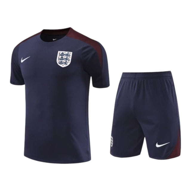 Kit Treino adulto - Camisa e Shorts - Seleção Inglaterra Nike 24/25 - Roxo com detalhes em vinho