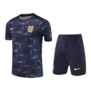 Kit Treino adulto - Camisa e Shorts - Seleção Inglaterra Nike 24/25 - Azul com detalhes em vinho e roxo