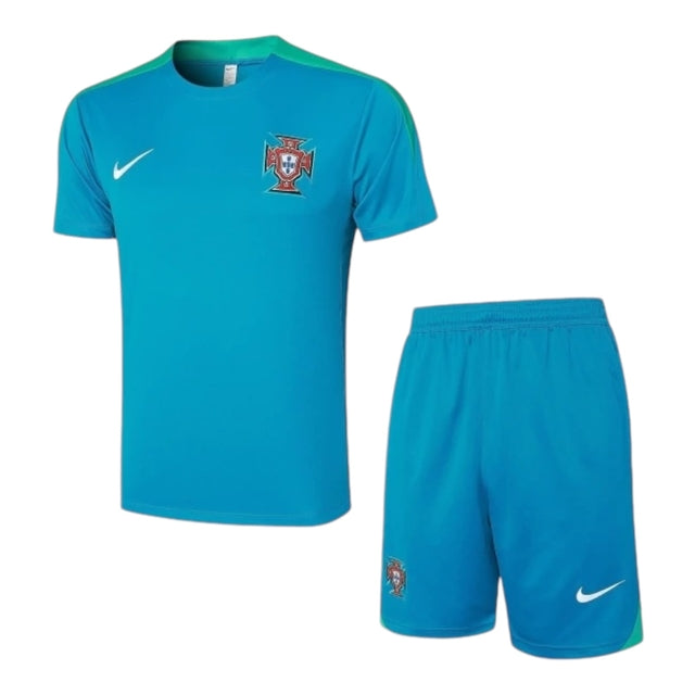 Kit Treino adulto - Camisa e Shorts - Seleção Portugal Nike 24/25 - Azul com detalhes em verde