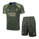 Kit Treino adulto - Camisa e Shorts - Paris Saint-Germain Jordan 24/25 - Verde com detalhes em azul
