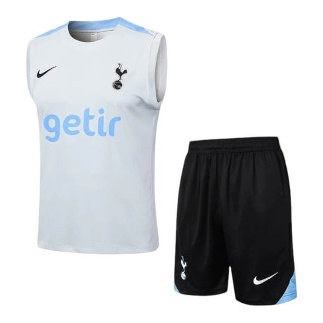 Kit Treino adulto - Camisa e Shorts - Tottenham Nike 24/25 - Cinza e preto com detalhes em azul