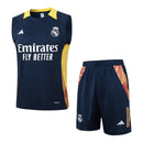 Kit Treino adulto - Camisa e Shorts - Real Madrid Adidas 24/25 - Azul com detalhes em laranja e amarelo