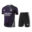 Kit Treino adulto - Camisa e Shorts - Real Madrid Ano do Dragão Adidas 24/25 - Branco com detalhes em roxo e branco