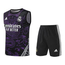 Kit Treino adulto - Camisa e Shorts - Real Madrid Ano do Dragão Adidas 24/25 - Branco com detalhes em roxo e branco