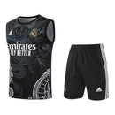 Kit Treino adulto - Camisa e Shorts - Real Madrid Ano do Dragão Adidas 24/25 - Preto com detalhes em cinza e branco