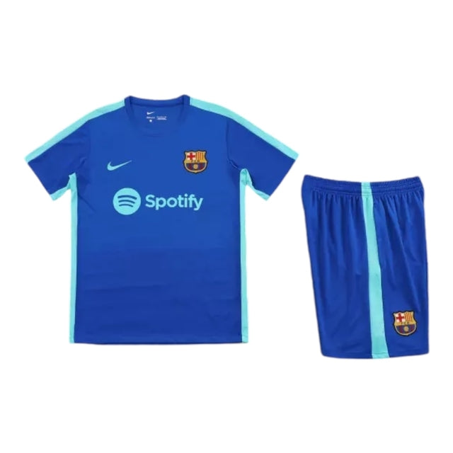 Kit Treino adulto - Camisa e Shorts - Barcelona Nike 23/24 - Azul com detalhes em verde