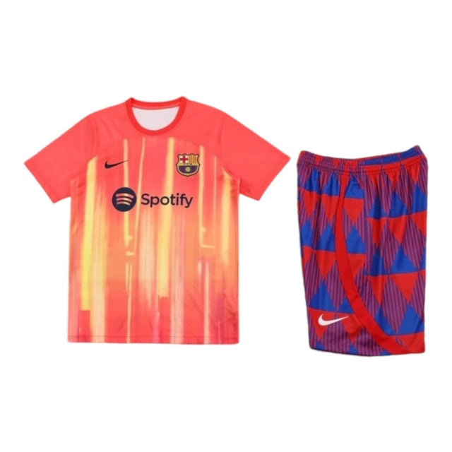 Kit Treino adulto - Camisa e Shorts - Barcelona Nike 23/24 - Laranja e vermelho e azul