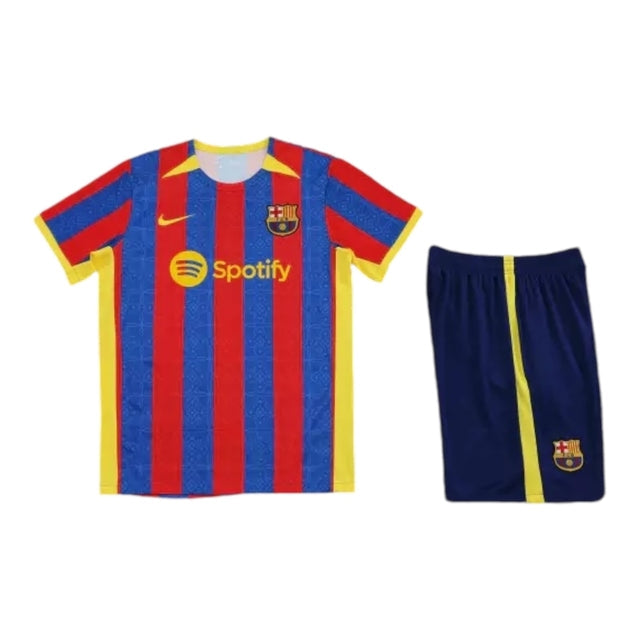 Kit Treino adulto - Camisa e Shorts - Barcelona Nike 23/24 - Azul e vermelho com detalhes em amarelo