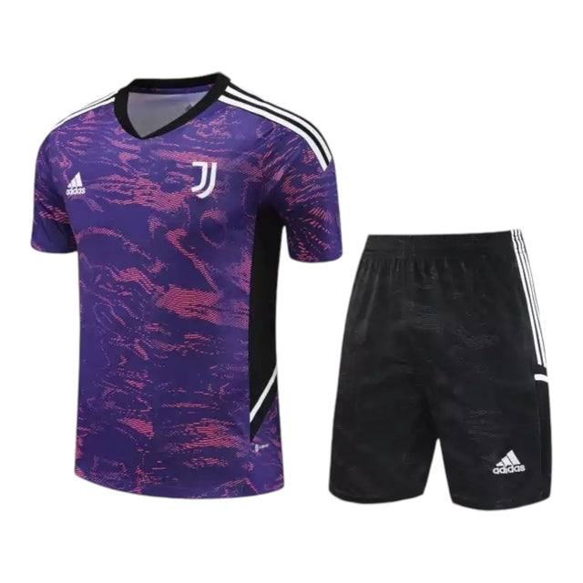 Kit Treino adulto - Camisa e Shorts - Juventus Adidas 23/24 - Roxo e preto