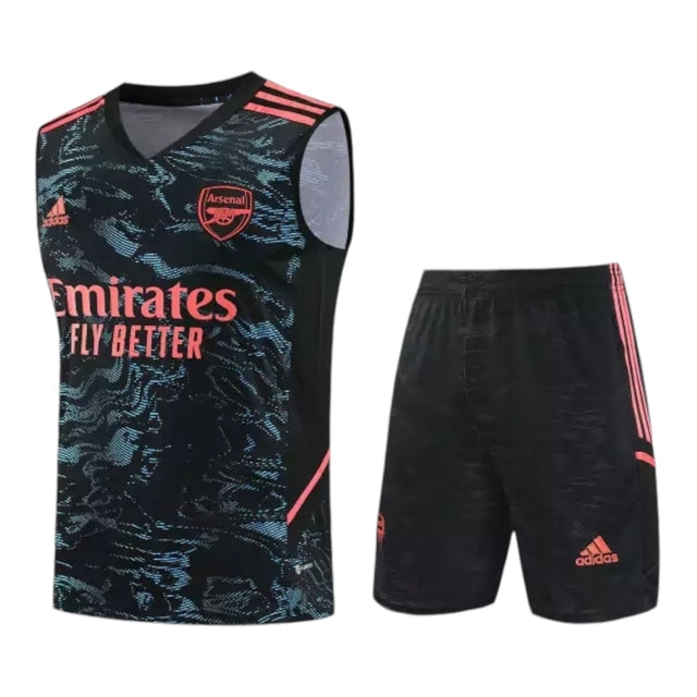 Kit Treino adulto - Camisa e Shorts - Arsenal Adidas 24/25 - Preto com detalhes em cinza e rosa