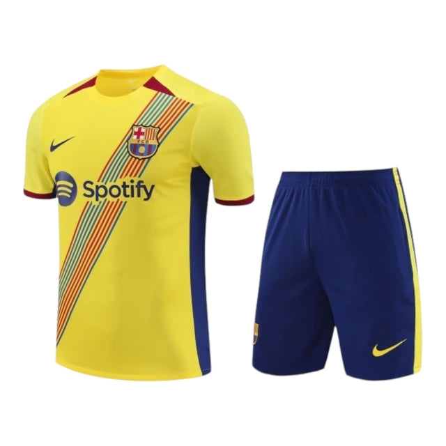 Kit Treino adulto - Camisa e Shorts - Barcelona Nike 23/24 - Amarelo e azul